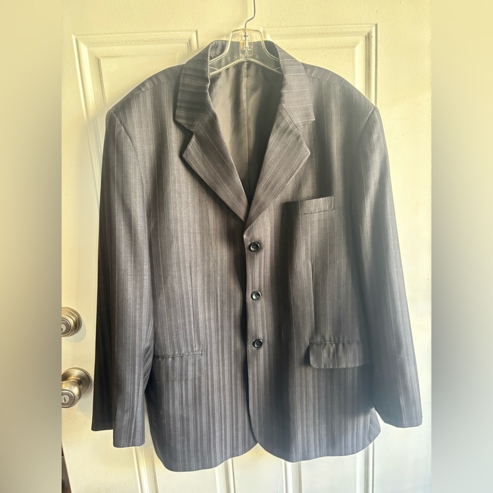 OSKAR Men's Gray Striped Viscose Suit Jacket Size 56 Single-Breasted